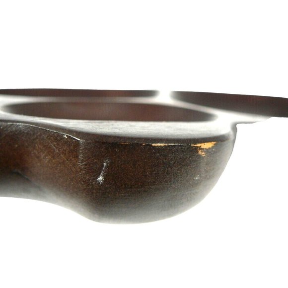 Dish Cherry Wood Appetizer Condiment Nut Tray Dish Fan Shape 4 section Asian Jap - Picture 7 of 12